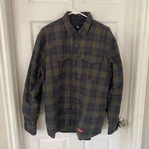 Quiksilver Men's Plaid Button Down Reversible Over-shirt